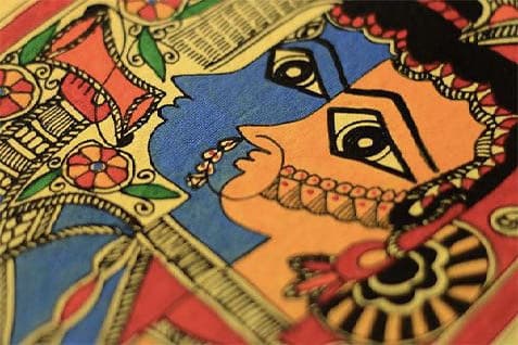 Madhubani Art - Vibrant geometric patterns and folk themes